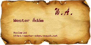 Wester Ádám névjegykártya